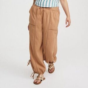 TORRID Pull-On Gauzy Cotton High-Rise Relaxed Haram Plus Pants Side-Tie Details